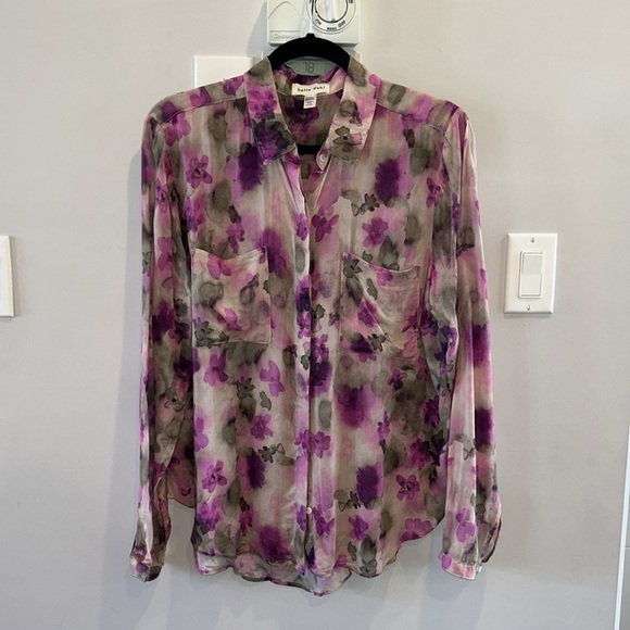 Bella Dahl Floral Camo Full Button Down Hipster Shirt - Picture 4 of 9